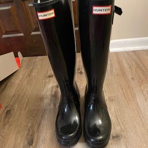 Hunter Original Tall Gloss Black Rain Boot - Size 9
